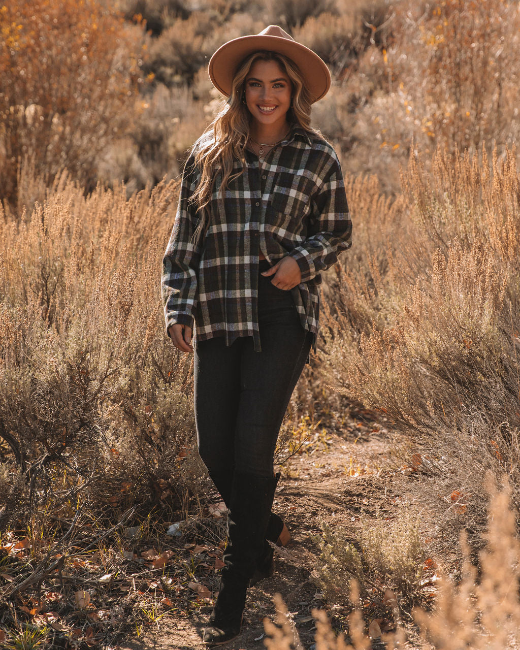 Jayce Cotton Distressed Plaid Button Down Top