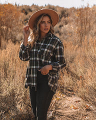 Jayce Cotton Distressed Plaid Button Down Top