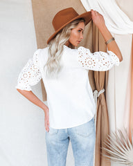 Jazmine Embroidered Eyelet Puff Sleeve Top