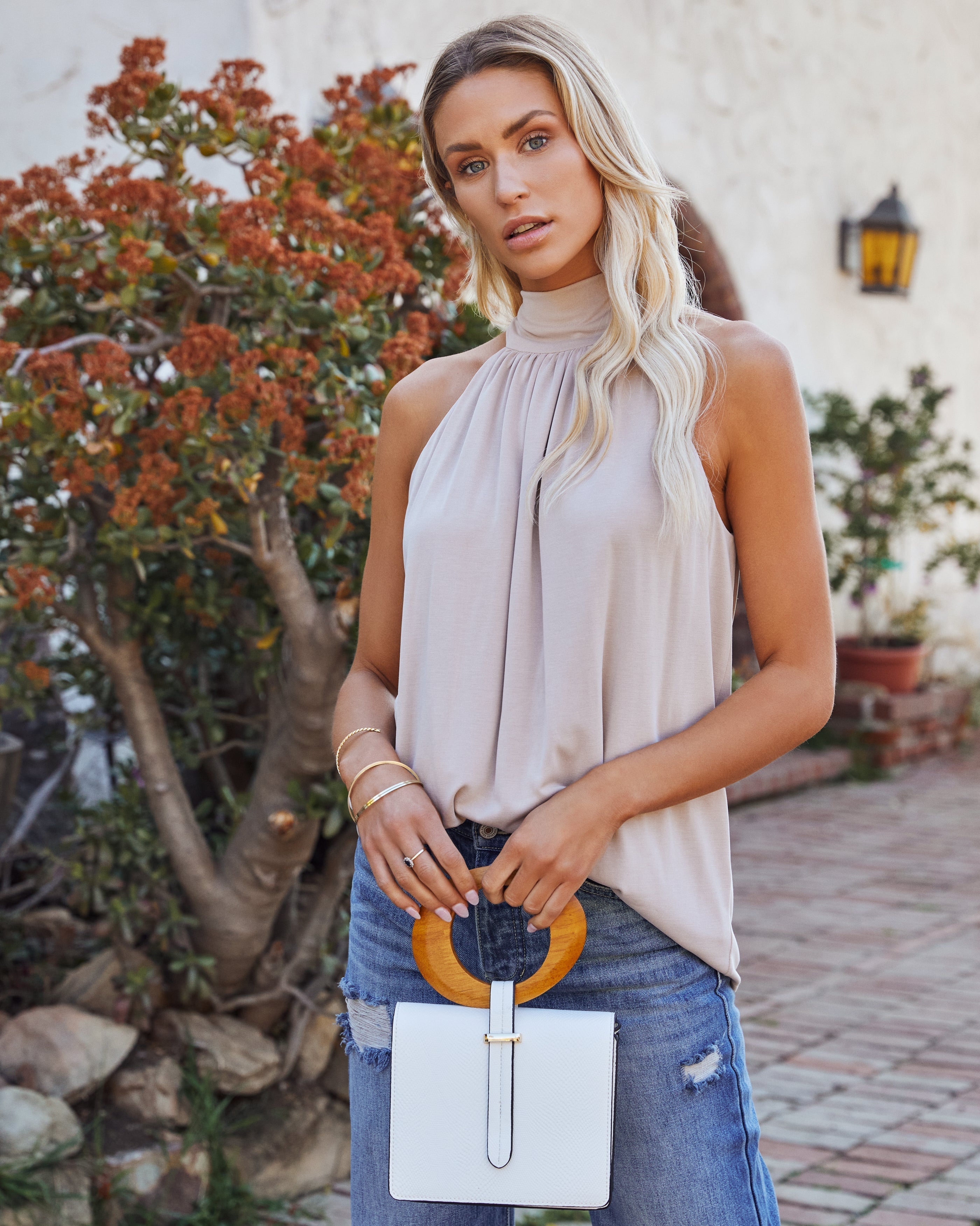 Jeezy Modal Blend Halter Tank - Taupe