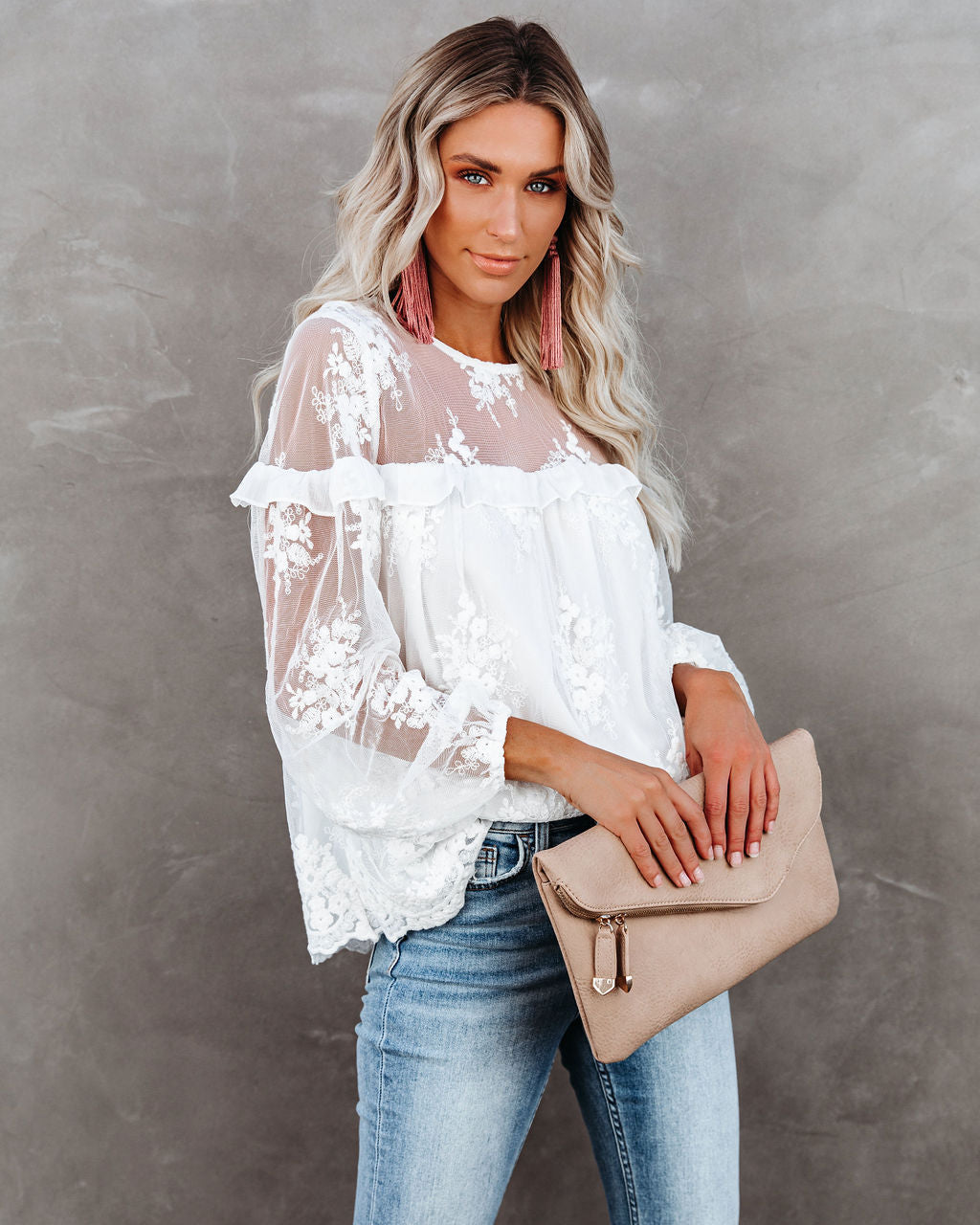 Jenna Embroidered Lace Blouse
