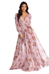 Jennifer Floral Wrap Chiffon Dress