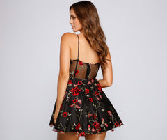 Jessica Embroidered Illusion Party Dress