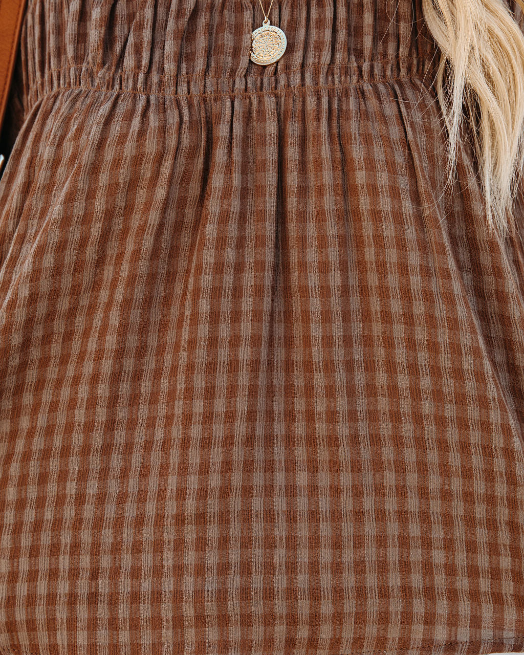 Jhene Cotton Blend Shirred Gingham Top