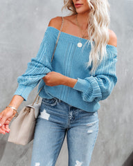 Johanna Cotton Off The Shoulder Sweater - Blue