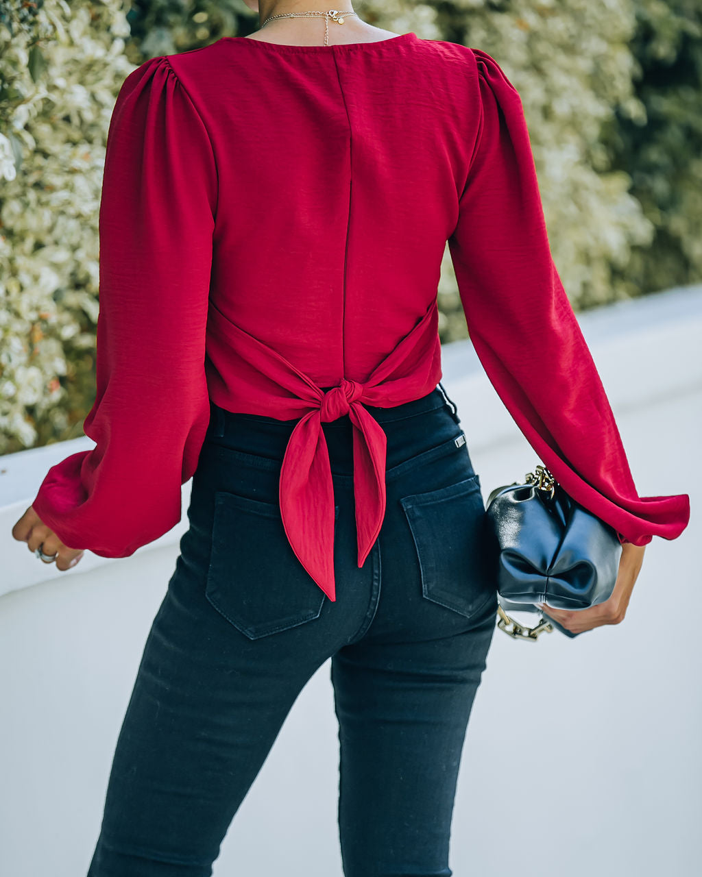 Joyce Billowed Sleeve Crop Blouse - Port