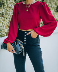 Joyce Billowed Sleeve Crop Blouse - Port