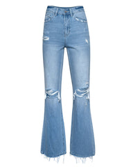 Jules High Rise Distressed 90's Flare Denim