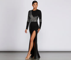 Julie Heat Stone High Slit Formal Dress