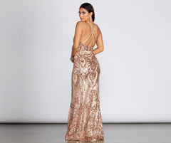 Julieanne Formal Sequin Scroll Dress