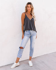 Just A Dream Knit Cami Tank - Charcoal