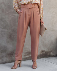 Just Business High Rise Belted Pants - Camel