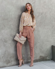 Just Business High Rise Belted Pants - Camel