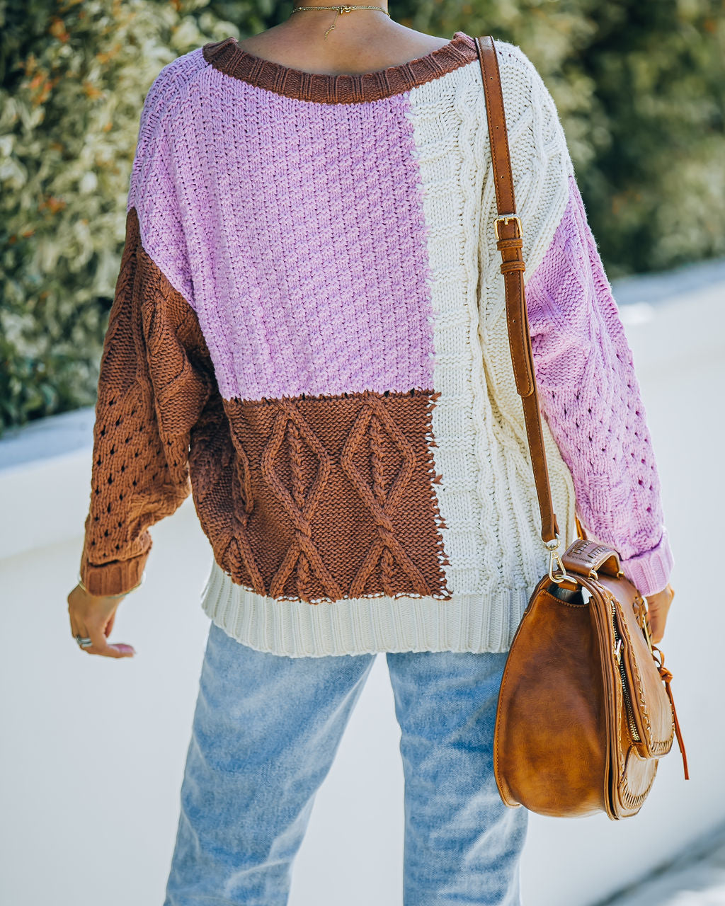 Kairo Colorblock Cable Knit Sweater - Chocolate Combo