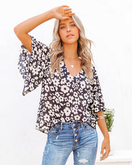 Kalani Floral Bell Sleeve Blouse