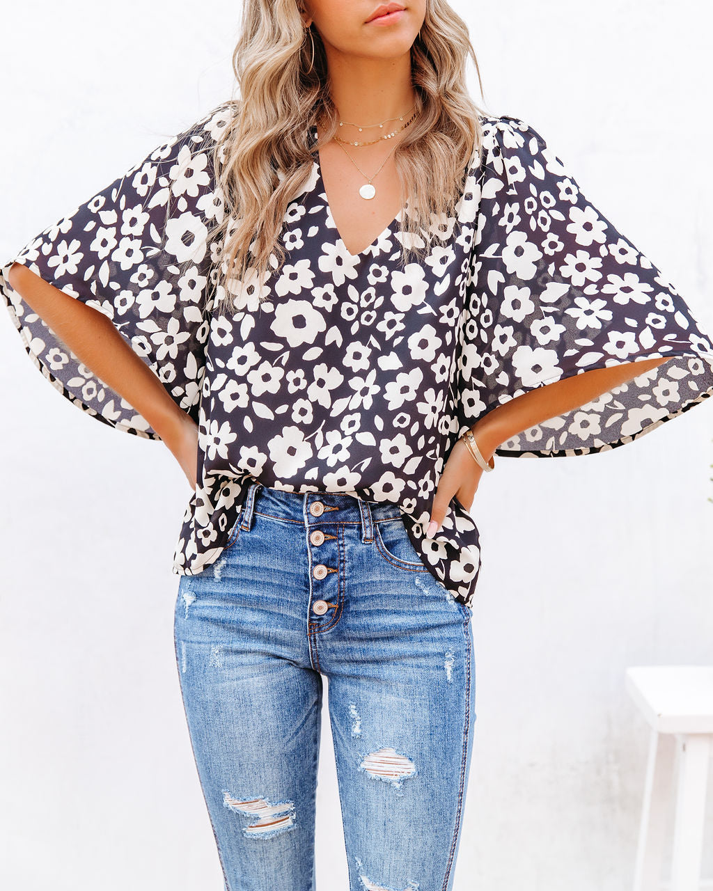 Kalani Floral Bell Sleeve Blouse