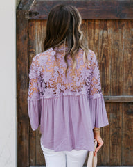 Kami Crochet Lace Button Down Top - Mauve