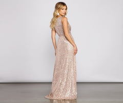 Kayla Sequin High-Slit Formal Dress