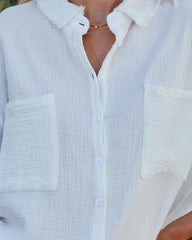 Keane Cotton Frayed Button Down Top - White