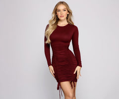 Keepin' Knit Cute Ruched Mini Dress