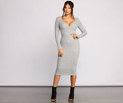 Keepin' Knit Simple Ribbed Midi Dress