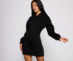 Keeping Knit Casual Hoodie Mini Dress