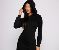 Keeping Knit Casual Hoodie Mini Dress