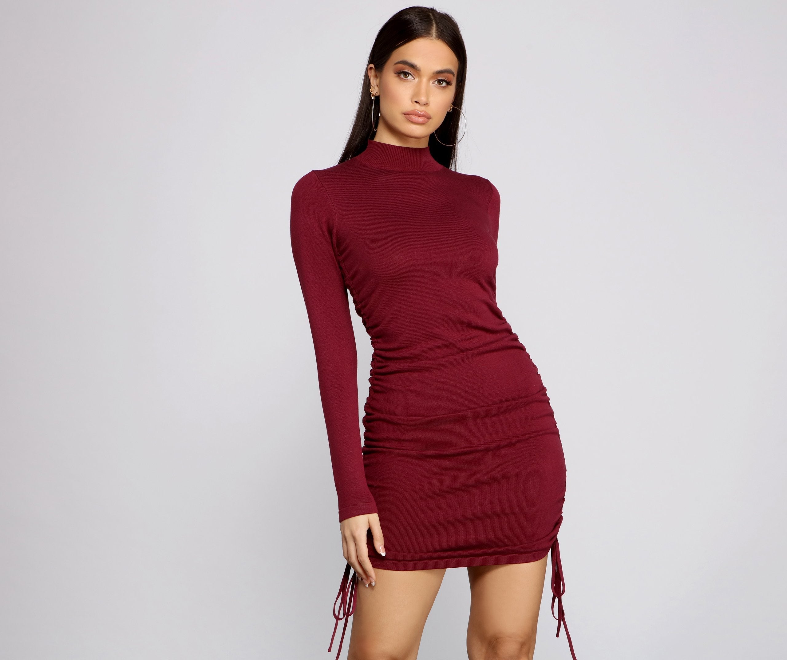 Keeping Knit Real Ruched Mini Dress