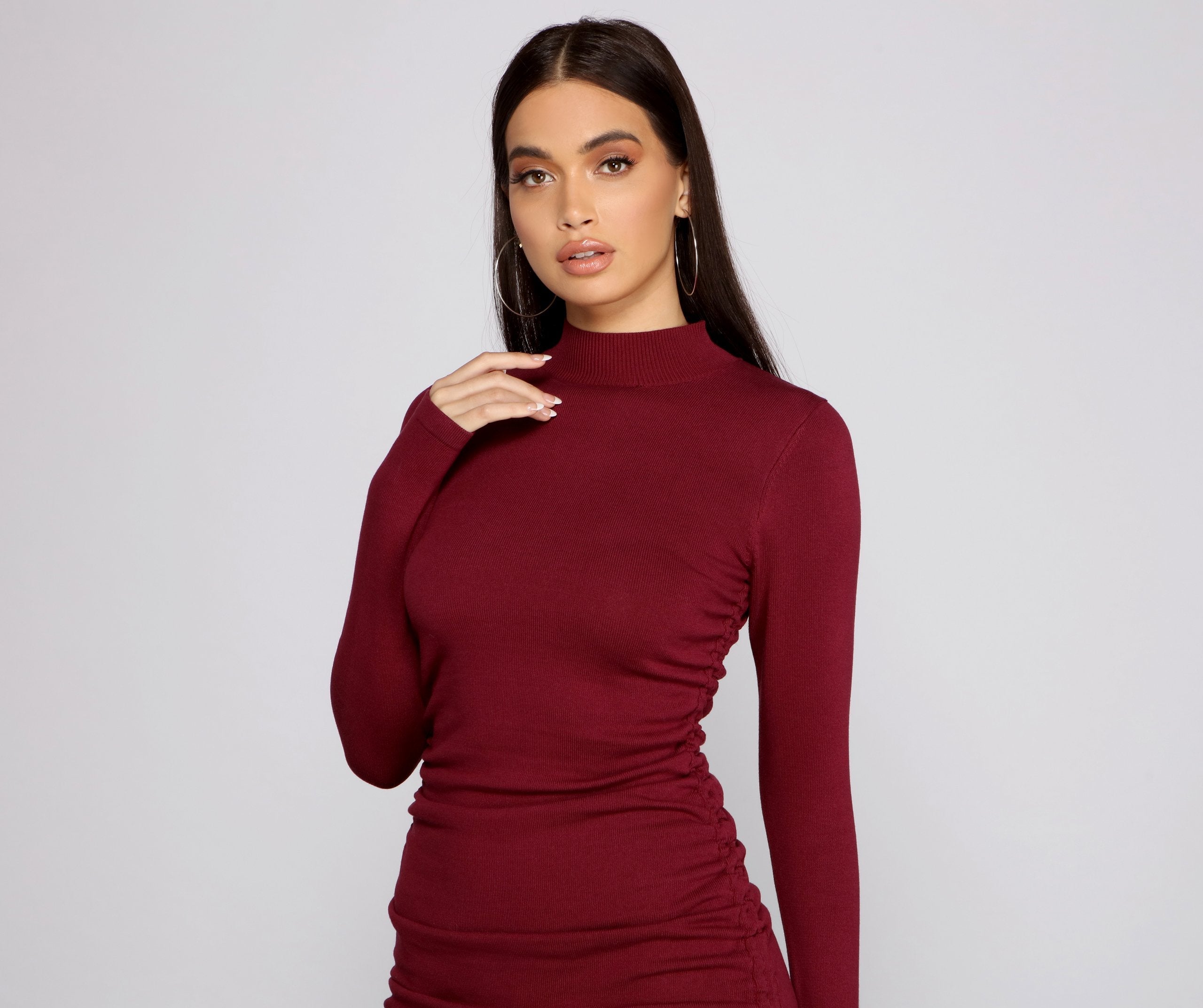 Keeping Knit Real Ruched Mini Dress