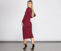 Keily Formal Ruched Crepe Midi Dress