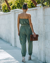 Kelly Strapless Pocketed Utility Jumpsuit - Olive