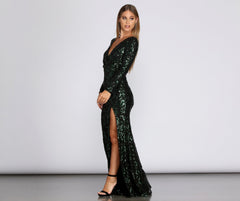 Kendall Formal High Slit Sequin Dress