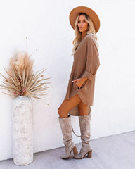 Kennedy Cotton Pocketed Button Down Tunic - Camel