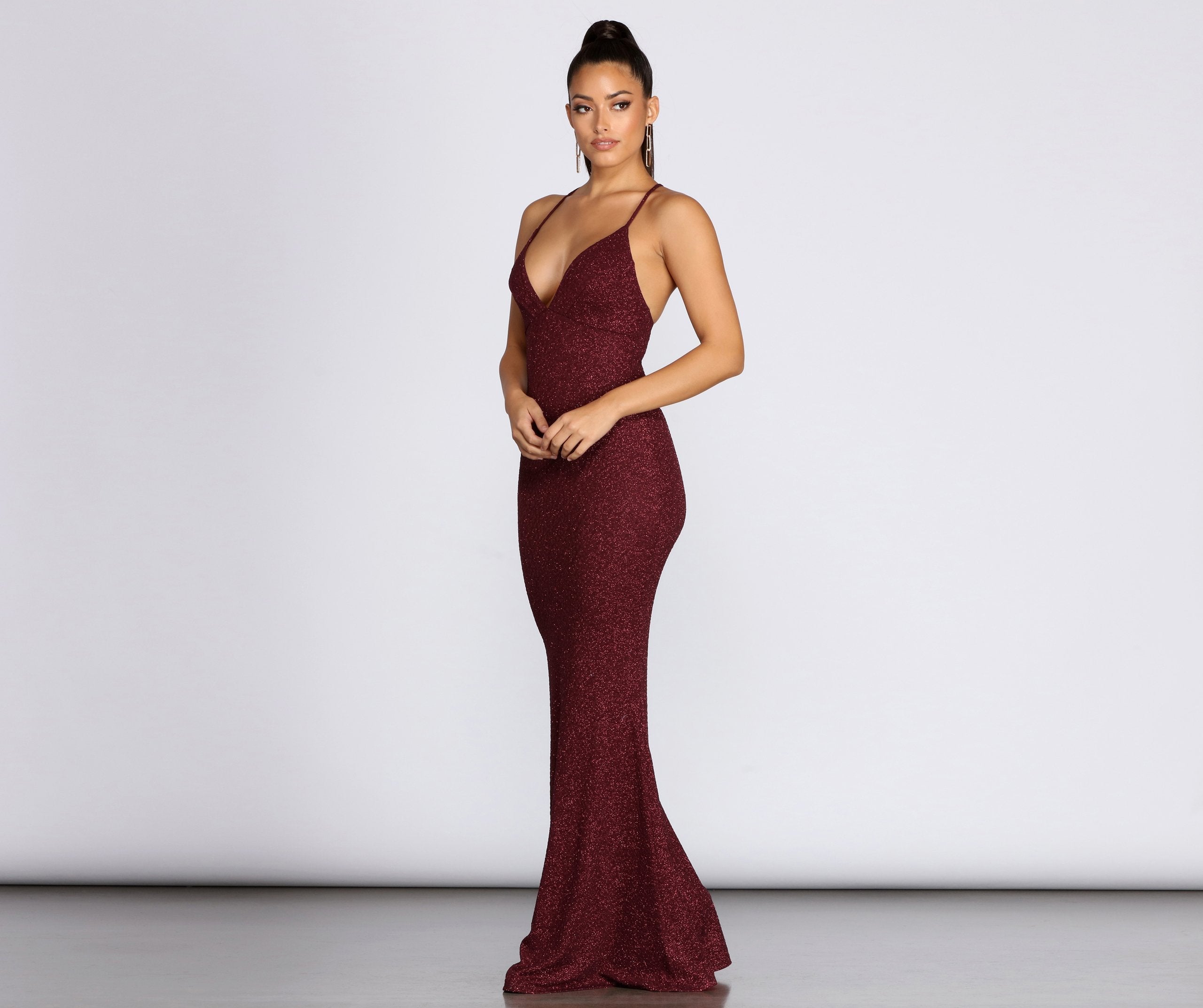 Khloe Long Glitter Formal Gown