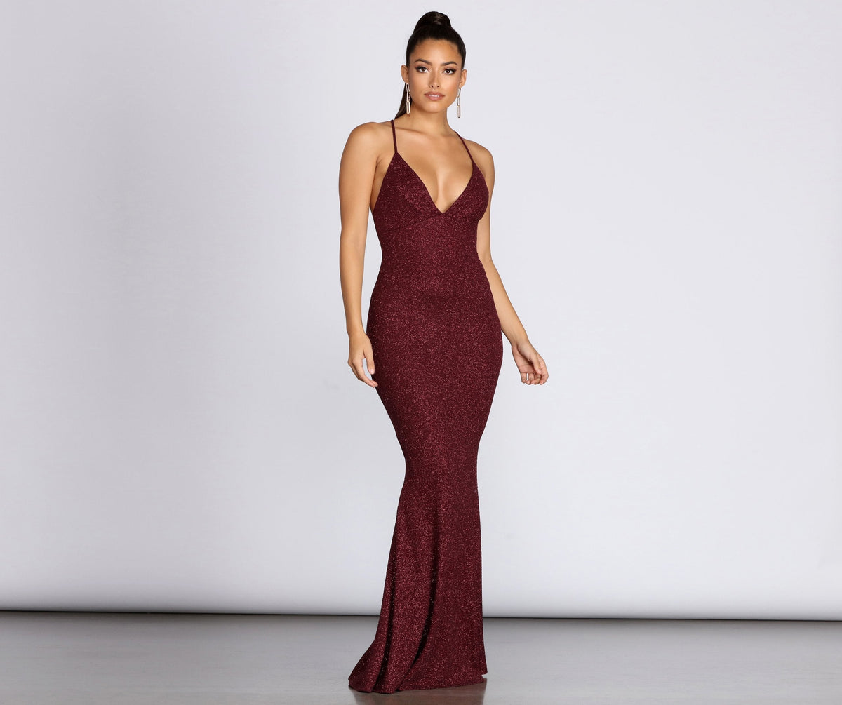 Khloe Long Glitter Formal Gown