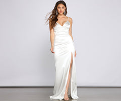 Kiara Satin High-Slit Mermaid Dress