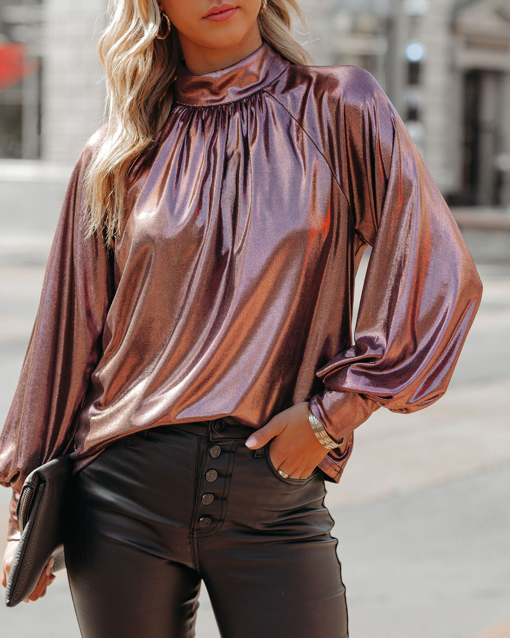 Kiarra Metallic Blouse - Rose