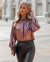 Kiarra Metallic Blouse - Rose