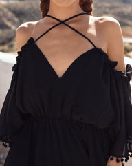 Kick The Dust Cold Shoulder Romper - Black