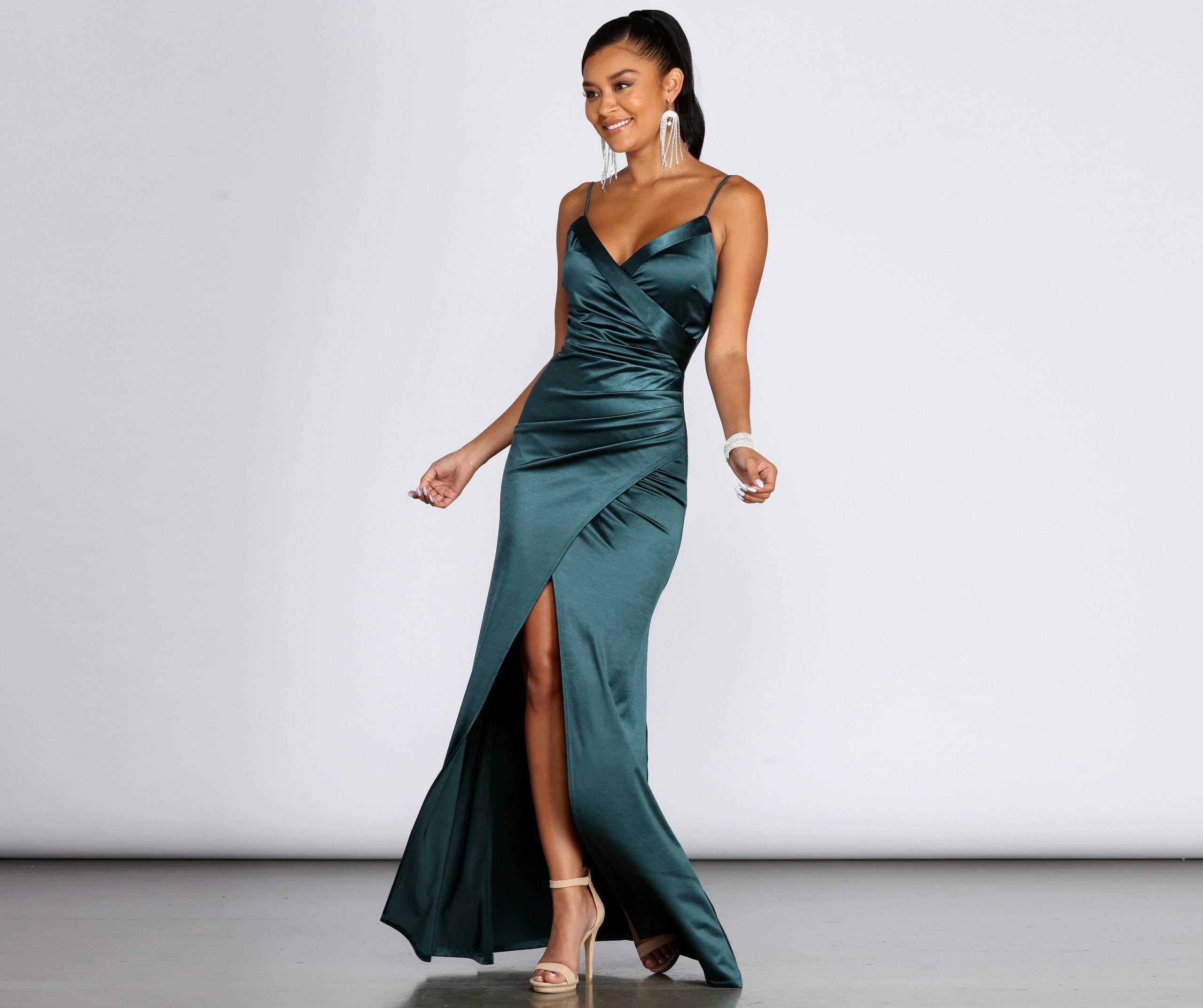 Kimia Formal Satin Wrap Gown