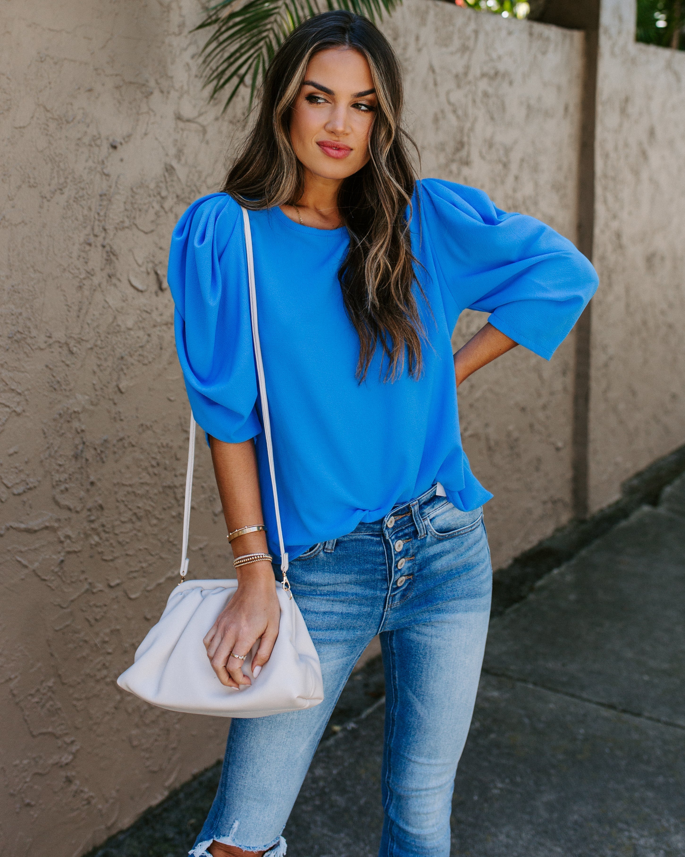 Kingston Statement Sleeve Top - Blue