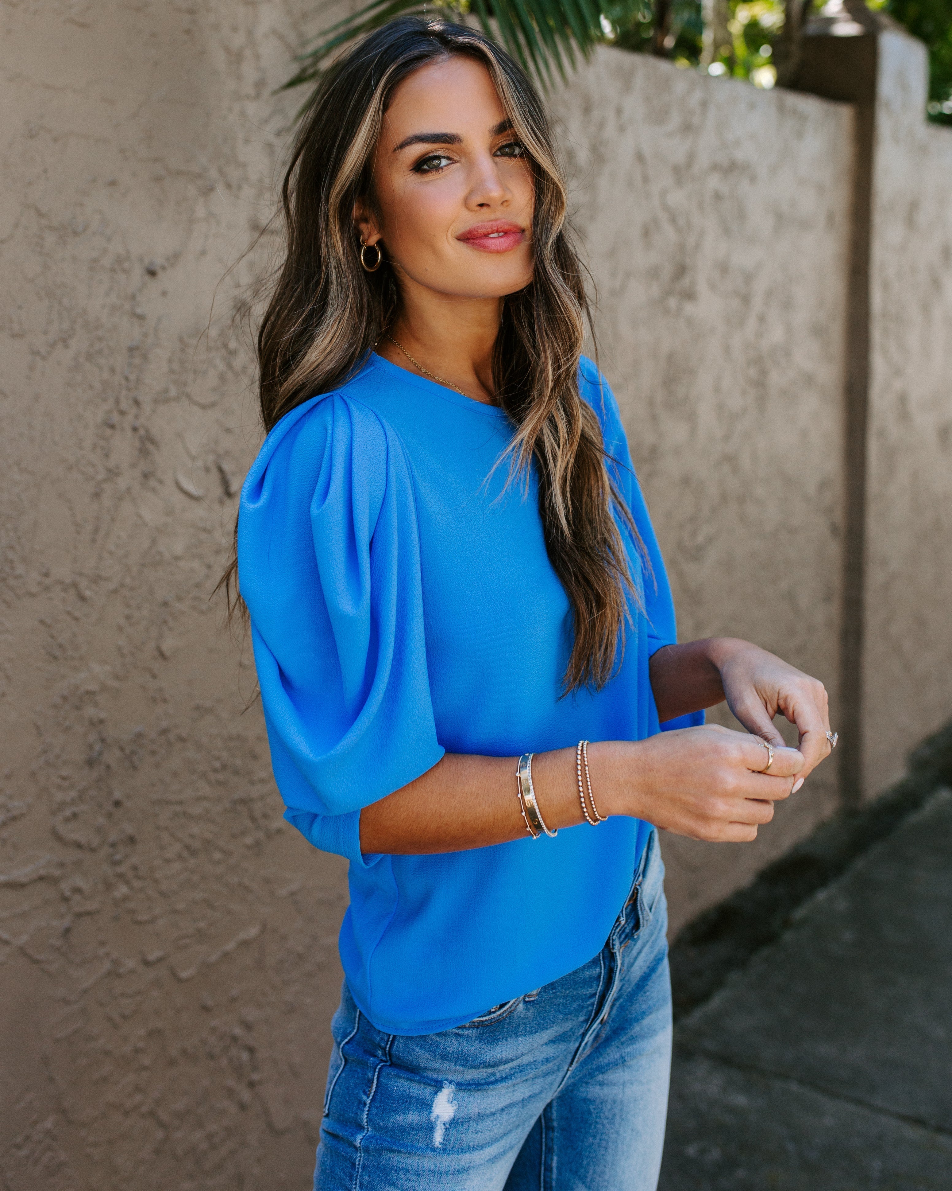 Kingston Statement Sleeve Top - Blue