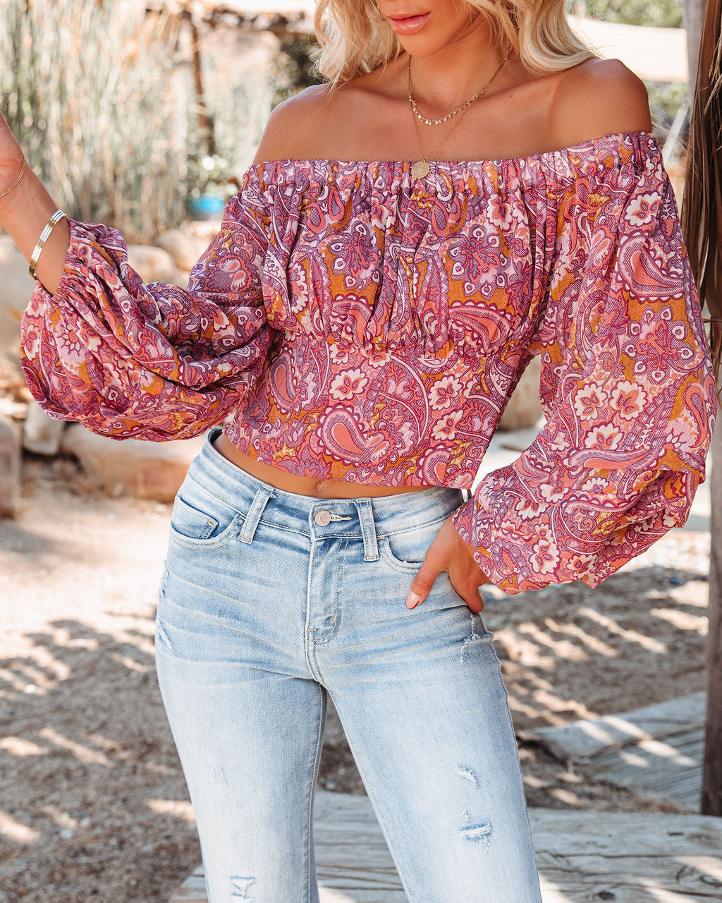 Knox Paisley Off The Shoulder Blouse