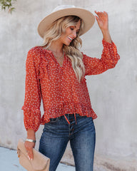 Krishan Floral Ruffle Button Down Blouse