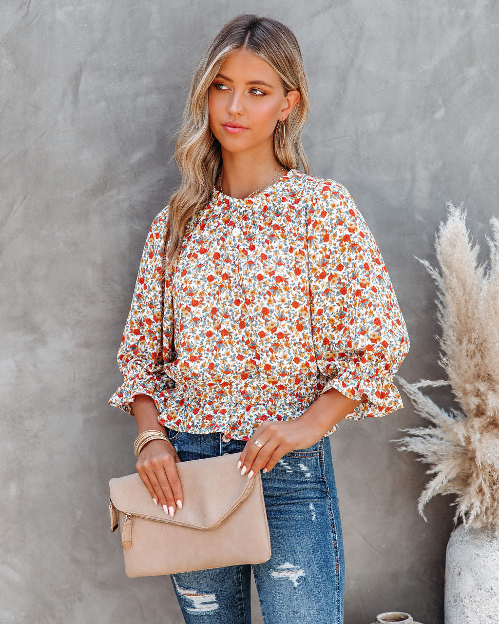 Kurtis Floral Ruffle Crop Blouse