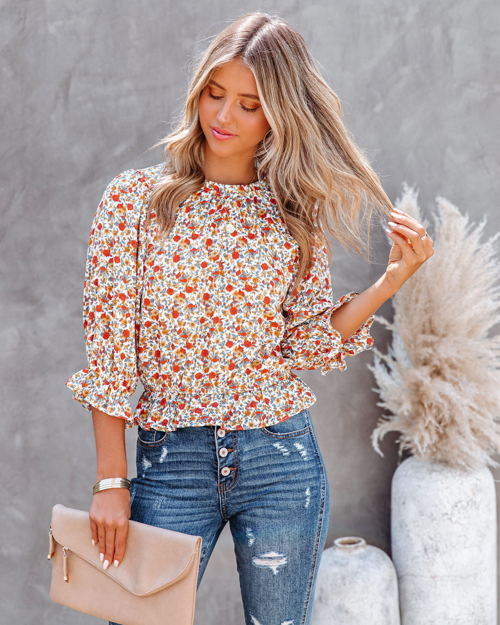 Kurtis Floral Ruffle Crop Blouse