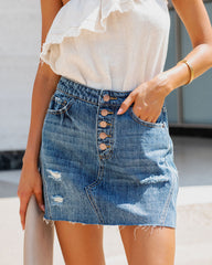 Kynlee Distressed Denim Mini Skirt