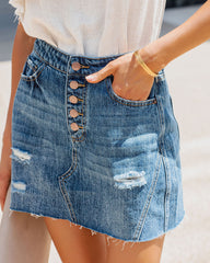 Kynlee Distressed Denim Mini Skirt