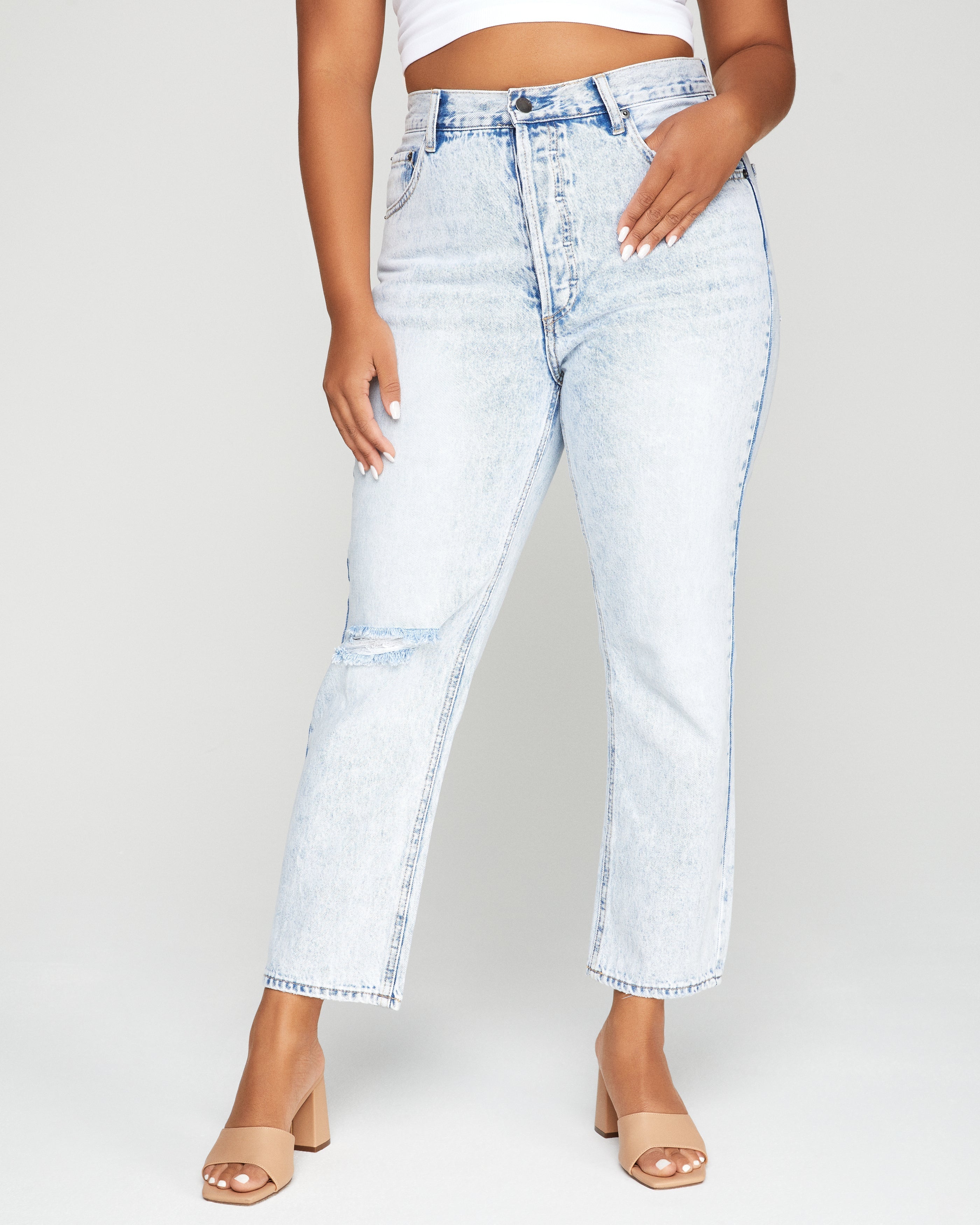 Lennon Distressed High Rise Denim