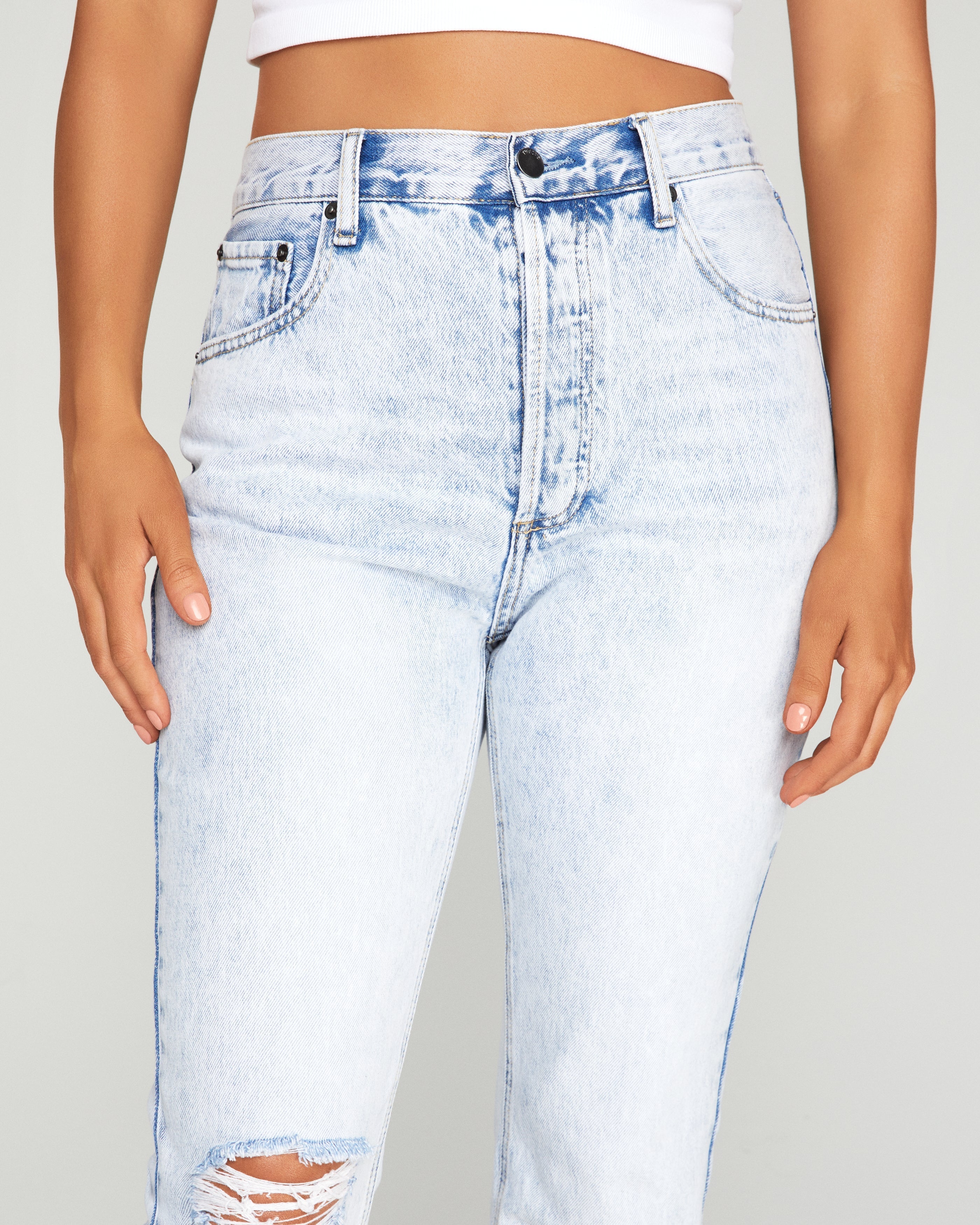 Lennon Distressed High Rise Denim